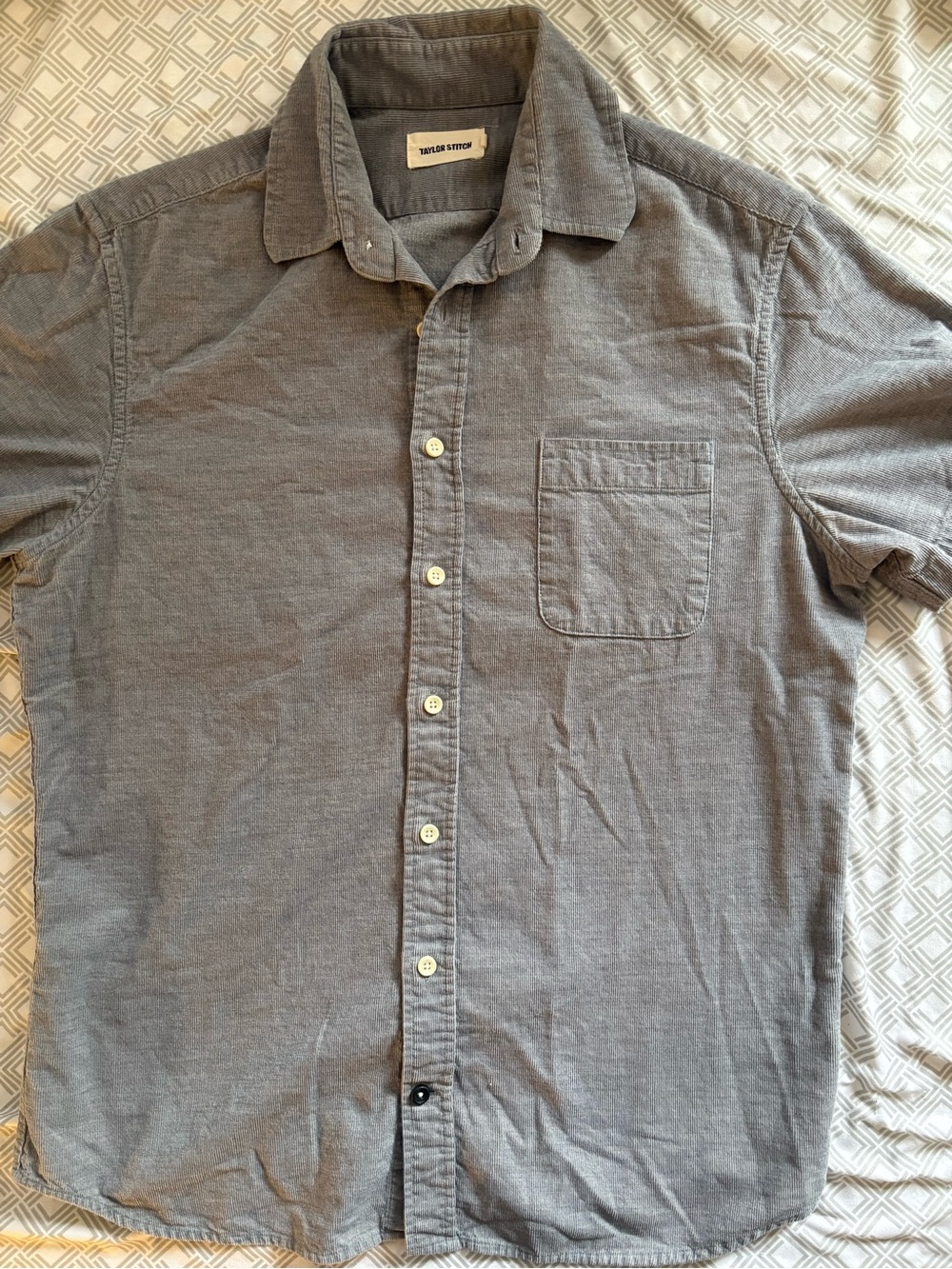 Taylor Stitch Men's the Short Sleeved Jack in Slate Corduroy Size 40 EUC